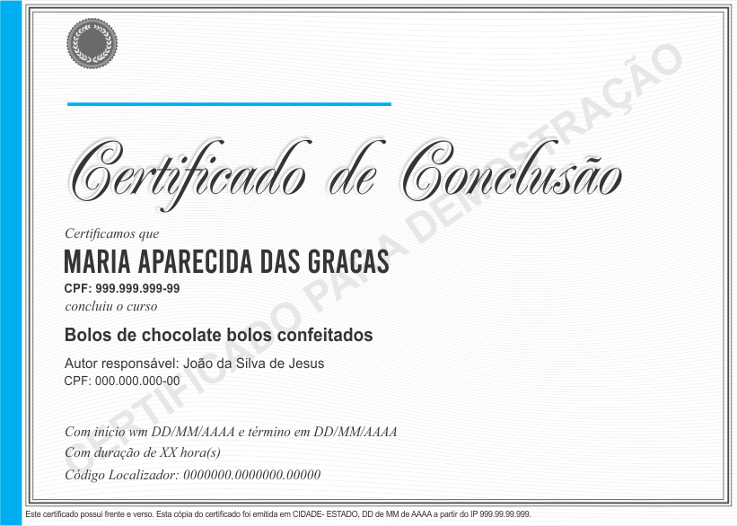 Imagem de exemplo do certificado